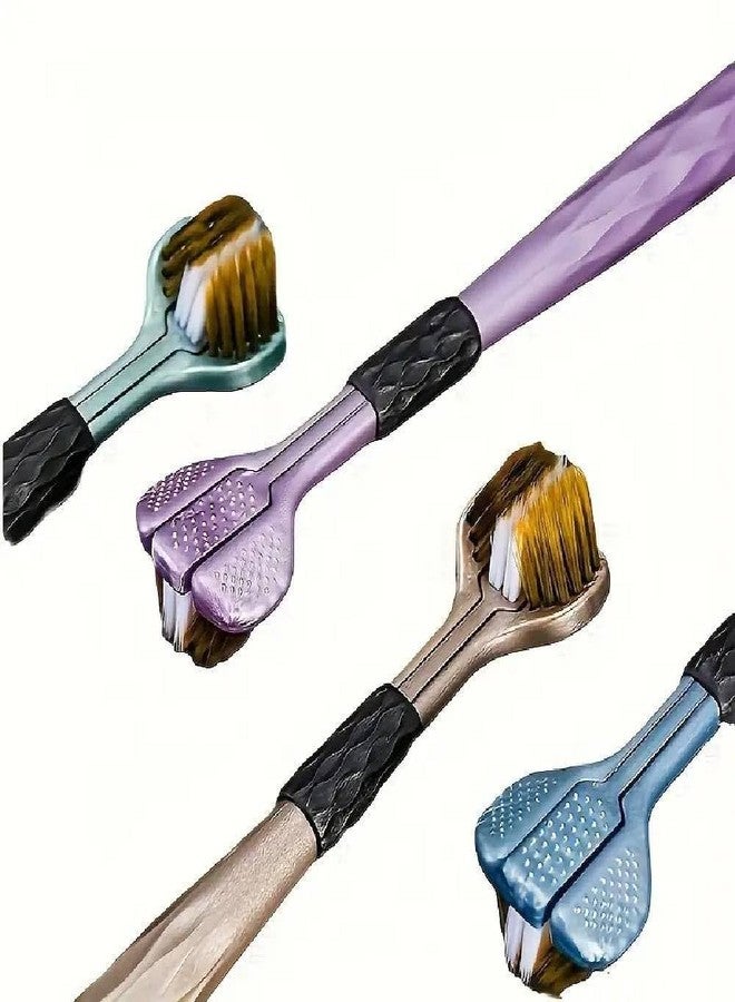 Prostuff.in فرشاة أسنان Prostuff.in® ثلاثية الجوانب للتنظيف العميق، فرشاة أسنان فائقة النعومة بتصميم ثلاثي الرؤوس لتنظيف 360 درجة، فرشاة أسنان يدوية ثلاثية الحركة، 18 × 2.5 × 2.5 سم، متعددة الألوان، قطعتان. - Image 2